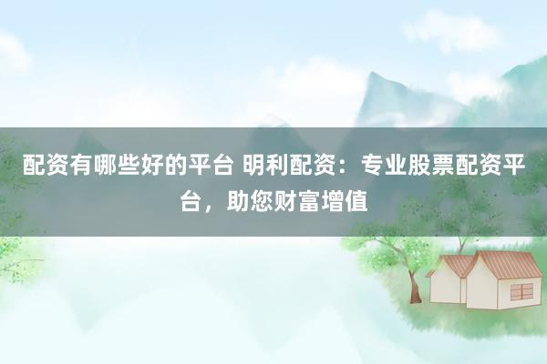 配资有哪些好的平台 明利配资：专业股票配资平台，助您财富增值