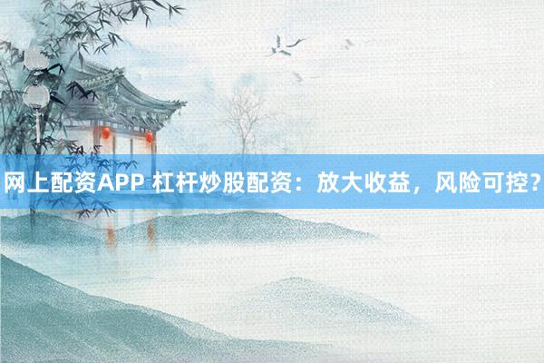 网上配资APP 杠杆炒股配资：放大收益，风险可控？