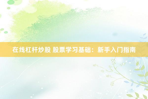 在线杠杆炒股 股票学习基础：新手入门指南
