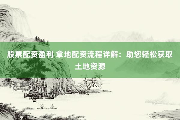 股票配资盈利 拿地配资流程详解：助您轻松获取土地资源