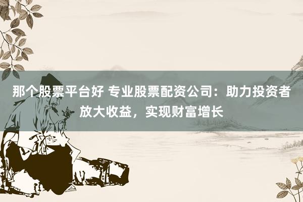 那个股票平台好 专业股票配资公司：助力投资者放大收益，实现财富增长