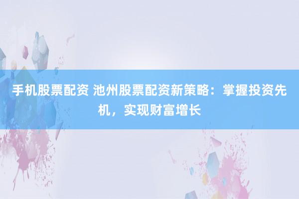 手机股票配资 池州股票配资新策略：掌握投资先机，实现财富增长