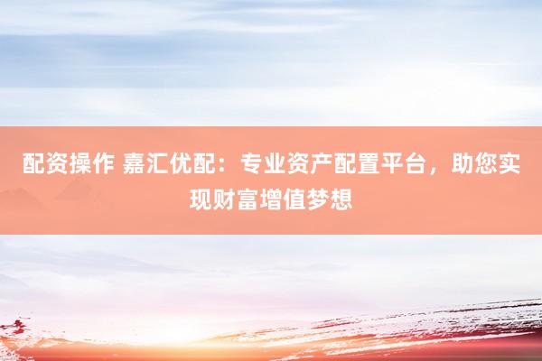配资操作 嘉汇优配：专业资产配置平台，助您实现财富增值梦想