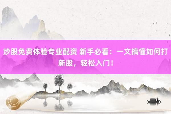 炒股免费体验专业配资 新手必看：一文搞懂如何打新股，轻松入门！