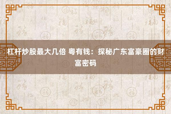 杠杆炒股最大几倍 粤有钱：探秘广东富豪圈的财富密码