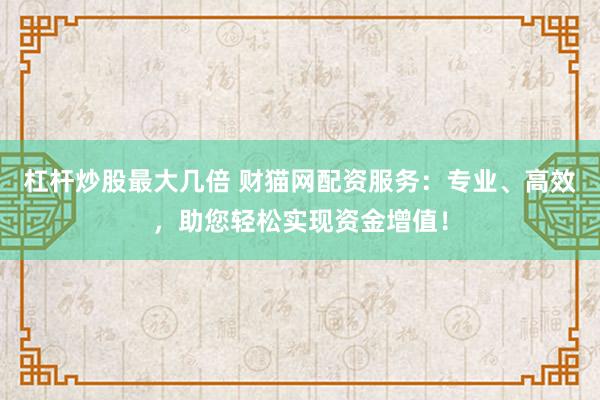 杠杆炒股最大几倍 财猫网配资服务:专业、高效,助您轻松实现资金增值!