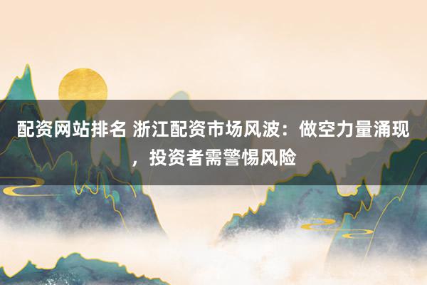 配资网站排名 浙江配资市场风波：做空力量涌现，投资者需警惕风险