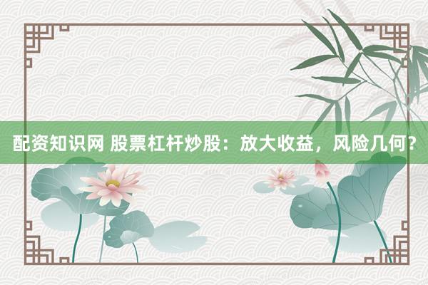 配资知识网 股票杠杆炒股：放大收益，风险几何？