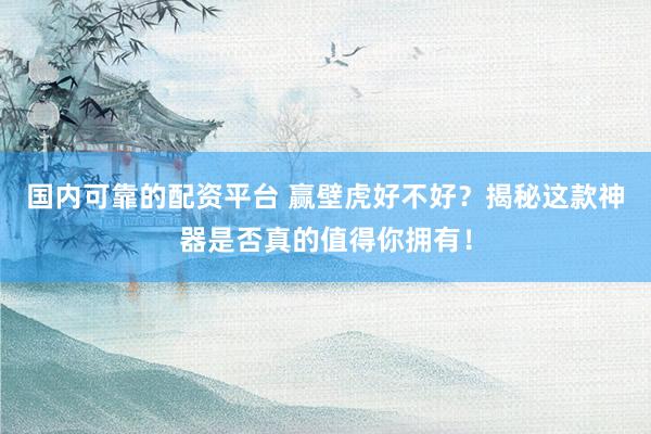 国内可靠的配资平台 赢壁虎好不好？揭秘这款神器是否真的值得你拥有！