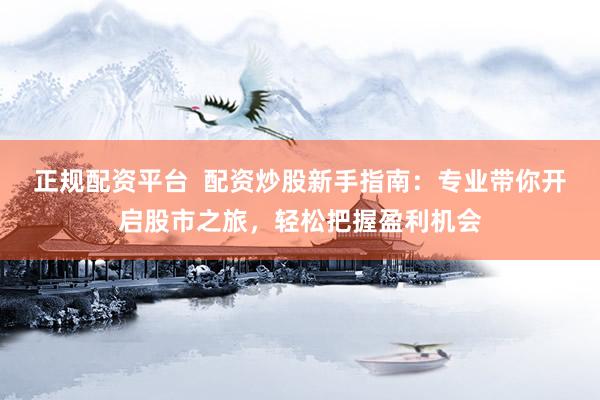 正规配资平台  配资炒股新手指南：专业带你开启股市之旅，轻松把握盈利机会