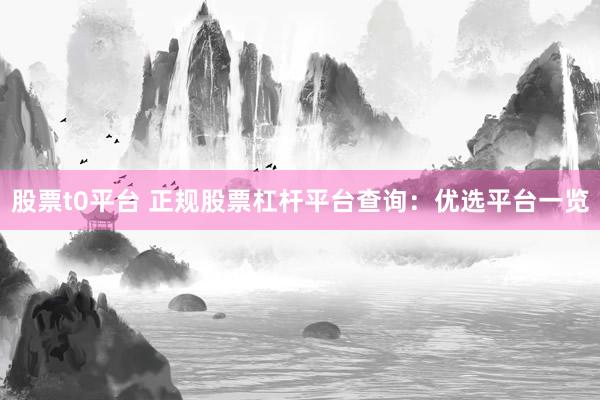 股票t0平台 正规股票杠杆平台查询:优选平台一览